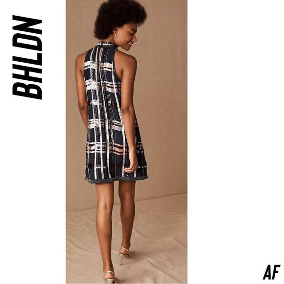 BHLDN CHARYN SEQUINED BEADED DRESS NAVY NWT SIZE 12 - Picture 4 of 16